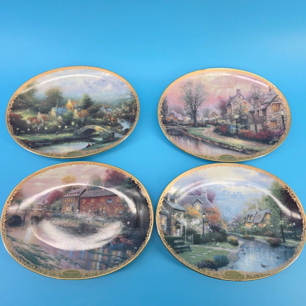 Thomas Kinkade Lamplight‎ Village Collector Plates Set of 4 Bradford Exchange